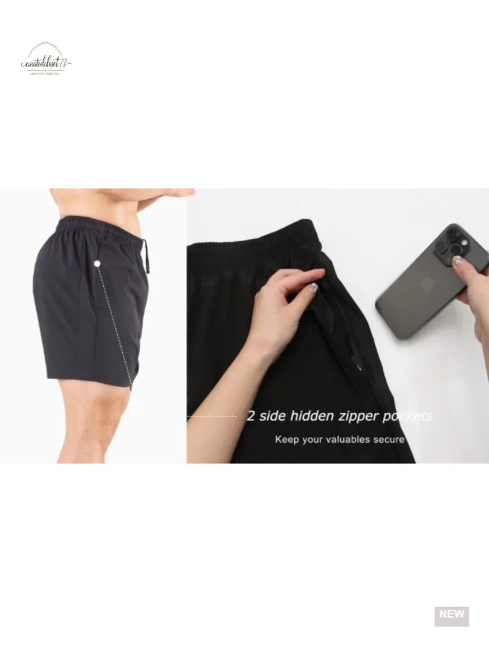 Men's Quick Dry Running Shorts 2 Pack with Zipper Pockets Athletic Workout